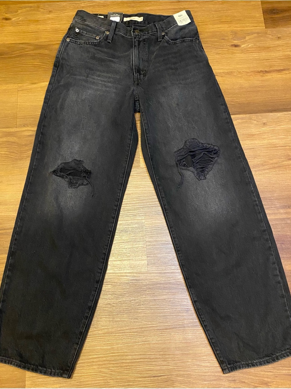 BAGGY DAD Levi's Black Relaxed Distressed Jeans